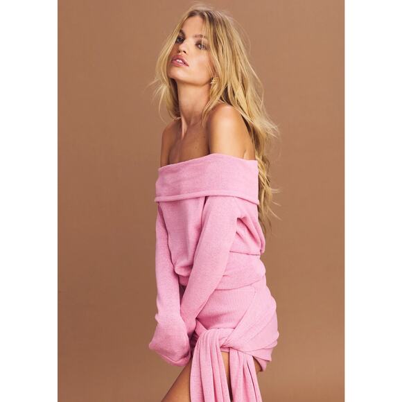 NWT Ser.O.Ya Fay Off-Shoulder Bodysuit w/ Wrap Skirt Romper Mauve Pink Womens XL - Picture 1 of 6